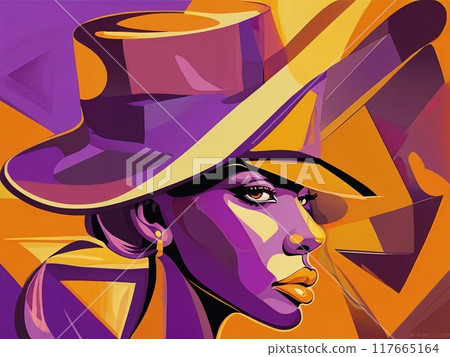 abstract expressionist creepy cute cartoon unreal big head and big eye monster face character. 117665164