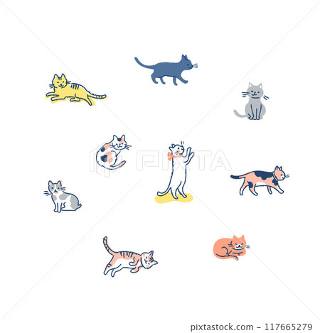 Cat variation set in various poses 117665279