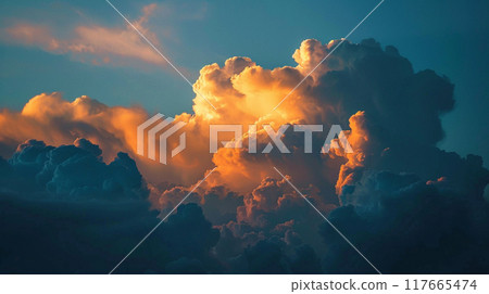 The sun hiding in the clouds 117665474