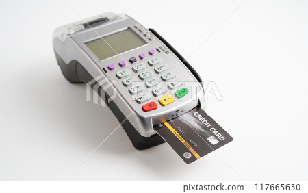Payment POS terminal for finance and shopping business and technology. 117665630