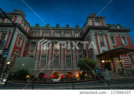 Evening view from the south side of Osaka City Central Public Hall, Japan, July 10th 117666107