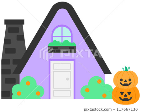 Hand drawn cute Halloween Decorated House Hand drawn cute Halloween Decorated House 117667130