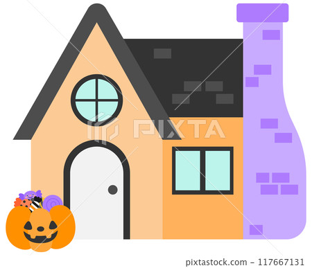 Hand drawn cute Halloween Decorated House Hand drawn cute Halloween Decorated House 117667131
