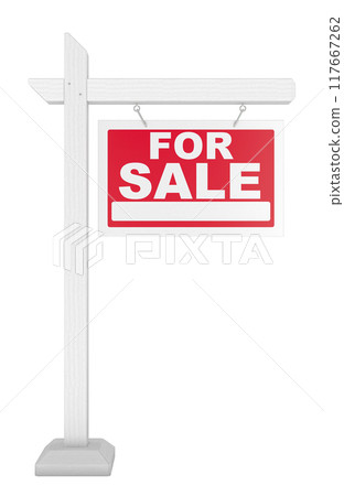 For Sale, real estate sign. 3D rendering For Sale, real estate sign. 3D rendering 117667262