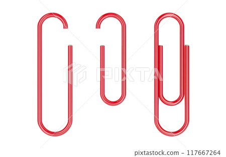 Red Paper Clips with PVC coated on the sheet, 3D rendering 117667264