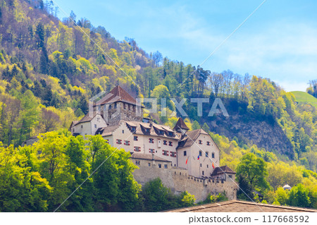 Medieval castle in Vaduz, Liechtenstein, Europe Medieval castle in Vaduz, Liechtenstein, Europe 117668592