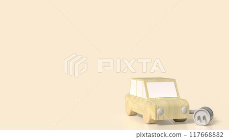 The wood car and electric plug for technology concept 3d rendering. The wood car and electric plug for technology concept 3d rendering. 117668882