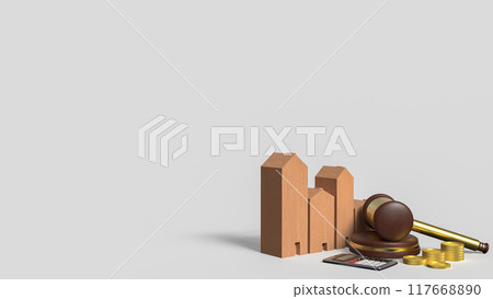 The hammer and house for Auction or law concept 3d rendering. The hammer and house for Auction or law concept 3d rendering. 117668890