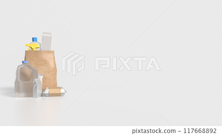 The product in paper bag for food and drink concept 3d rendering. 117668892