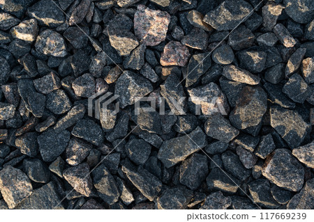 Stone path, view of the cobblestones from above. Background stones 117669239