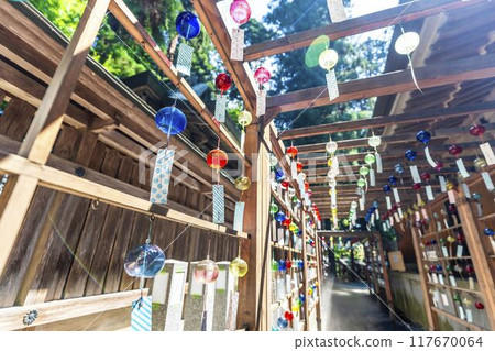 Summer at Kumano Shrine (Kumano Taisha): Wind chime decorations "Kanade" in Nanyo City, Yamagata Prefecture Summer at Kumano Shrine (Kumano Taisha): Wind chime decorations "Kanade" in Nanyo City, Yamagata Prefecture 117670064