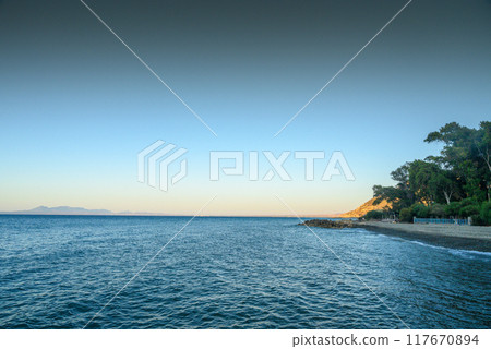 Panorama of Sunset in the Mountains 117670894
