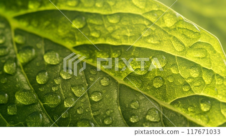 Green leaves shining with morning dew 8 117671033