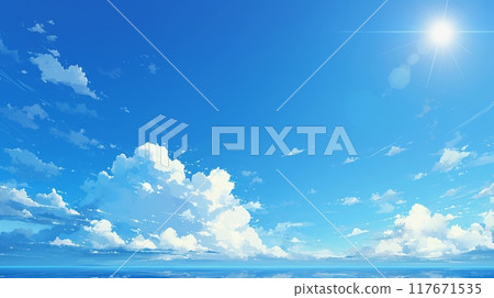 Midsummer sun and blue sky 3 Midsummer sun and blue sky 3 117671535