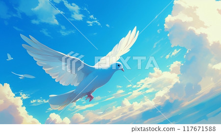 White dove flying in the sky 3 White dove flying in the sky 3 117671588