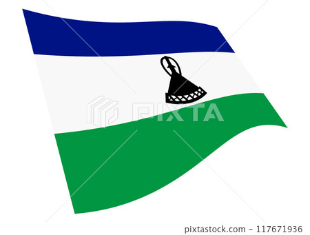 Lesotho waving flag with clipping path 117671936