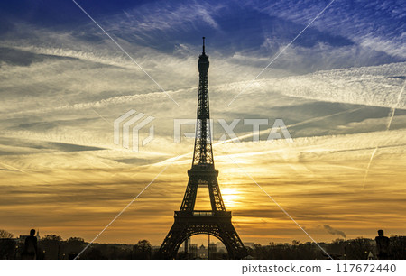 Beautiful view of famous Eiffel Tower in Paris, France. Paris Best Destinations in Europe. Beautiful view of famous Eiffel Tower in Paris, France. Paris Best Destinations in Europe. 117672440