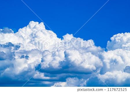 Summer cumulonimbus clouds covering the blue sky a-2 High saturation contrast 117672525