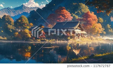 Lakeside surrounded by autumn leaves 4 Lakeside surrounded by autumn leaves 4 117672787