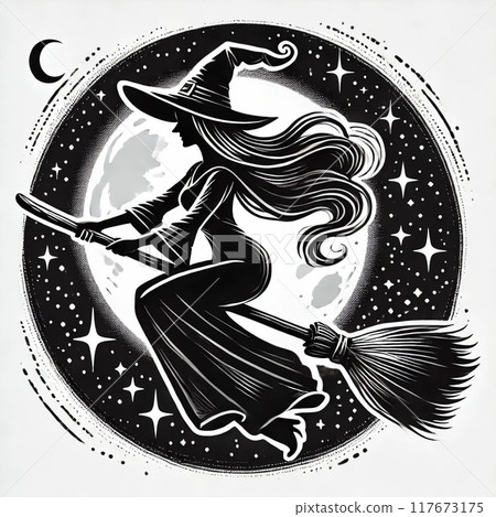 可愛的女巫插畫萬聖節 可愛的女巫插畫萬聖節 117673175