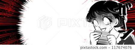 A wide-sized illustration of a 70s Showa retro manga girl with a pale black-haired woman who is in a pinch before her paycheck due to a low bank balance A wide-sized illustration of a 70s Showa retro manga girl with a pale black-haired woman who is in a pinch before her paycheck due to a low bank balance 117674076
