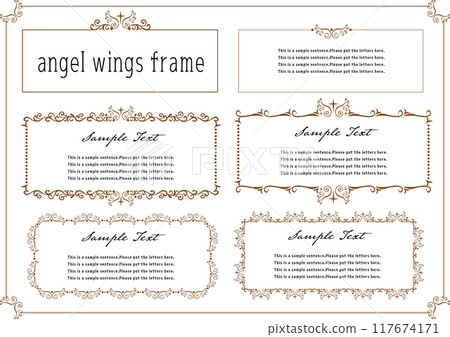 Vintage calligraphy style frame material 22 <Wings / Angel> Vintage calligraphy style frame material 22 <Wings / Angel> 117674171