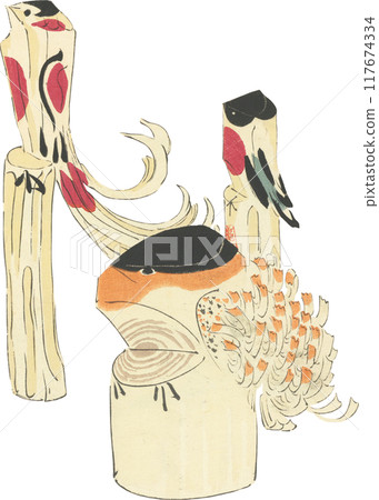 Japanese folk toy: A replacement bush warbler 117674334