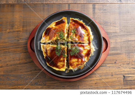 Hiroshima style okonomiyaki Hiroshima style okonomiyaki 117674496