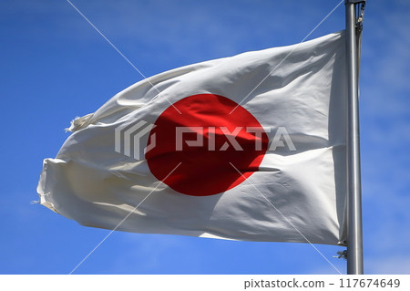 Flag of the Hinomaru winding in the wind Flag of the Hinomaru winding in the wind 117674649
