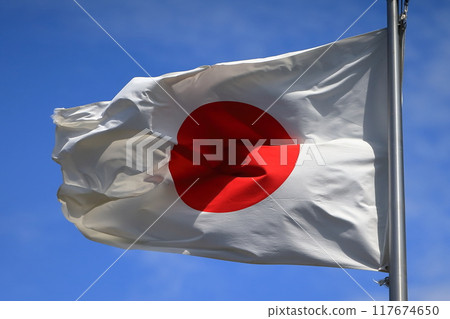 Flag of the Hinomaru winding in the wind Flag of the Hinomaru winding in the wind 117674650