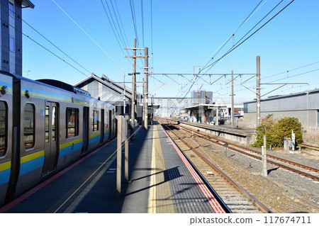 JR East, Kashima Line, train window view from Sawara Station to Kashima-Jingu Station (Winter 2022) 117674711