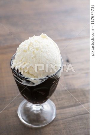 Coffee jelly with ice cream Coffee jelly with ice cream 117674735