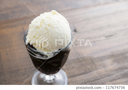 Coffee jelly with ice cream Coffee jelly with ice cream 117674736