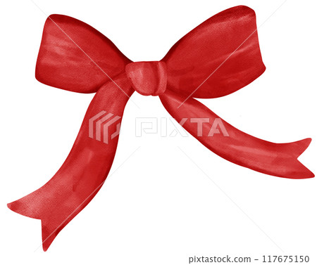 Red Coquette Ribbon Bow Watercolor Trendy Bow Design 117675150