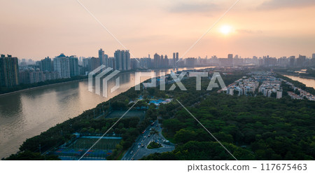 Aerial view of landscape in Guangzhou city, China Aerial view of landscape in Guangzhou city, China 117675463