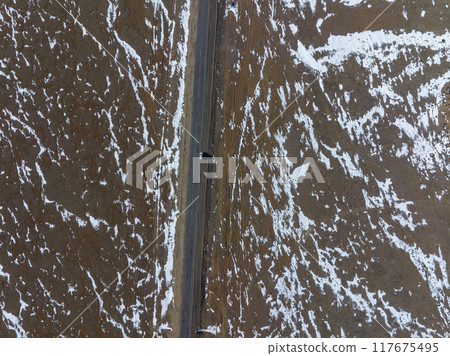 Car running on snowing road in tibet,china Car running on snowing road in tibet,china 117675495