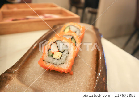 california maki ,Japanese rolls or rice rolls 117675895