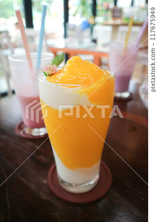 mango smoothie or mango yogurt smoothie 117675949