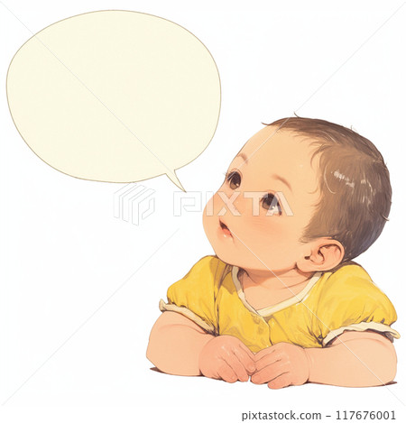 Thinking baby and speech bubble 117676001