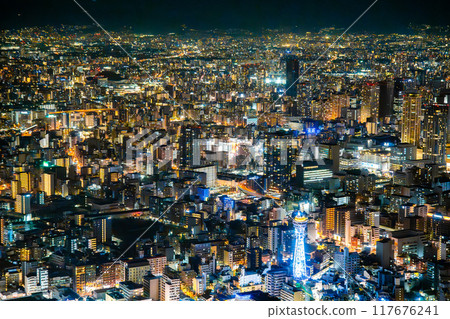 View of Osaka by night from Abeno Harukas Building, Japan 117676241
