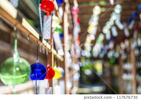 Summer at Kumano Shrine (Kumano Taisha): Wind chime decorations "Kanade" in Nanyo City, Yamagata Prefecture 117676730