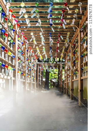 Summer at Kumano Shrine (Kumano Taisha): Wind chime decorations "Kanade" in Nanyo City, Yamagata Prefecture 117676778