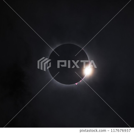 2024年4月8日 日全食前的鑽石環與日珥① 117676937