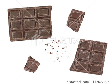 破碎的巧克力棒手繪插畫 117677026