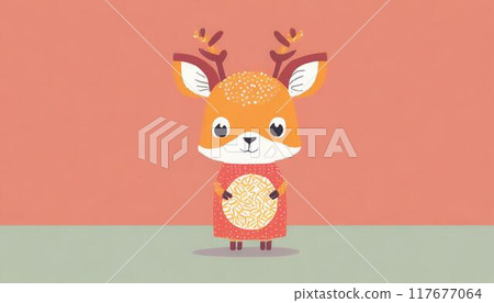 Deer character holding deer crackers 117677064