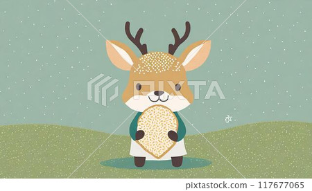 拿著鹿米果的鹿角色 拿著鹿米果的鹿角色 117677065