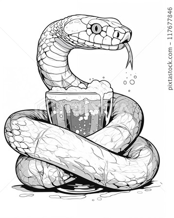 蛇纏繞在杯子上 117677846