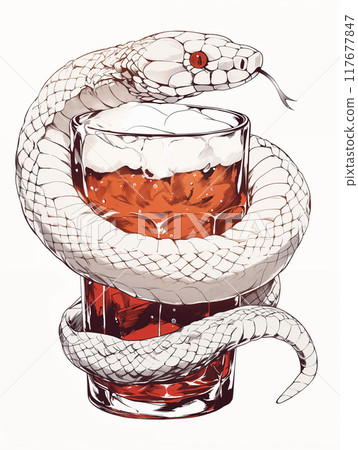 蛇纏繞在杯子上 117677847
