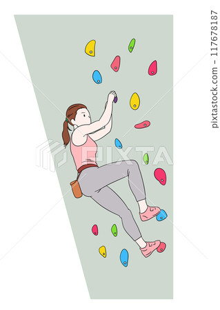 一個女人做抱石的插畫素材 117678187