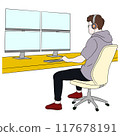 Illustration of a man using a computer 117678191